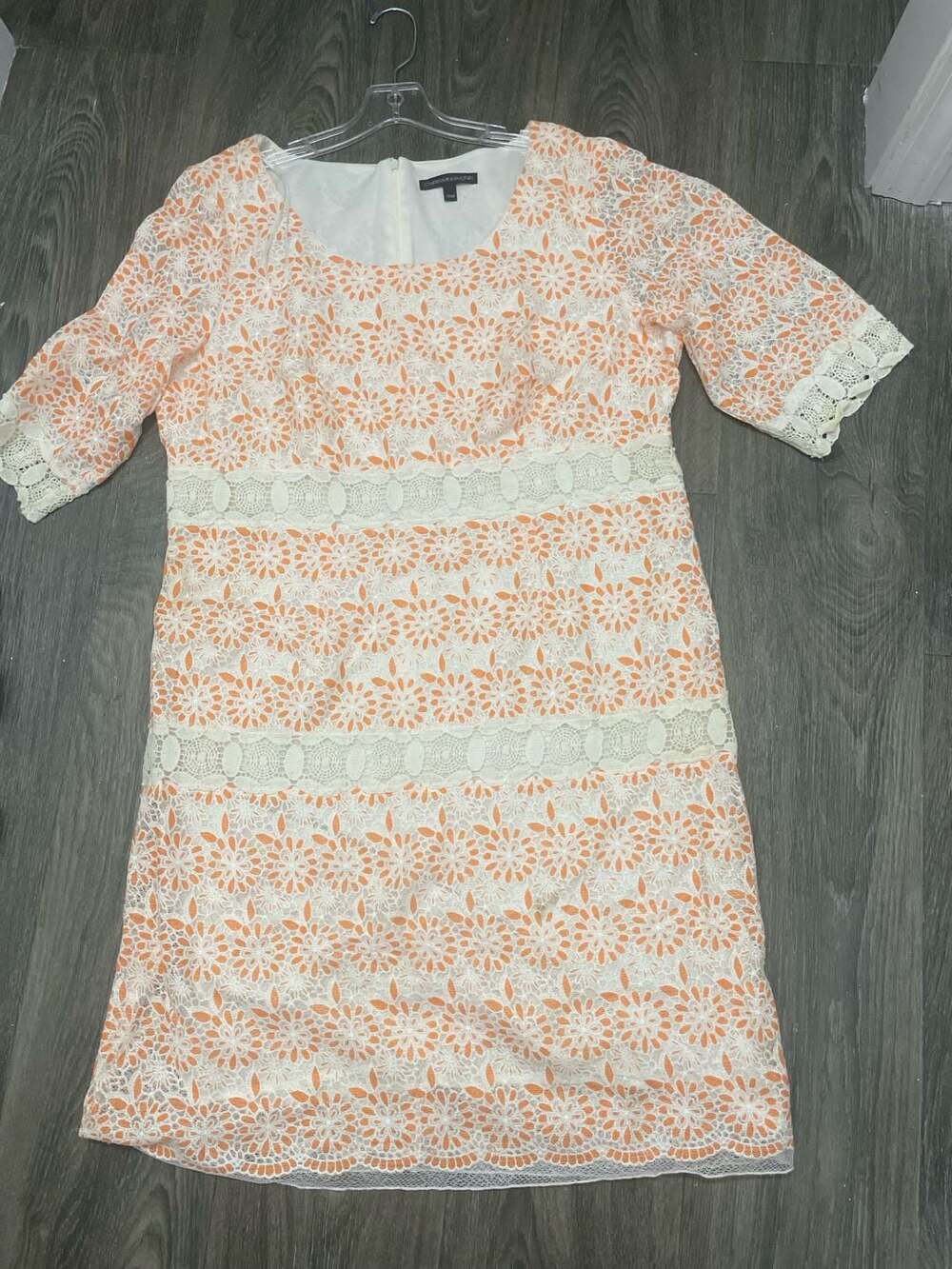 Chris McLaughlin Women's Orange and White Lace Shift Dress, Size 18W